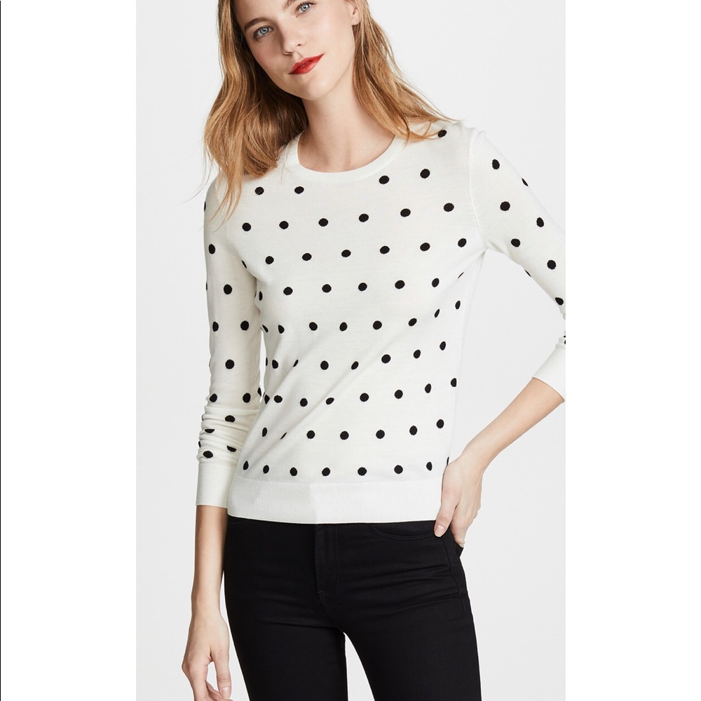 Theory Ivory/Black polka Dot Merino wool Sweater